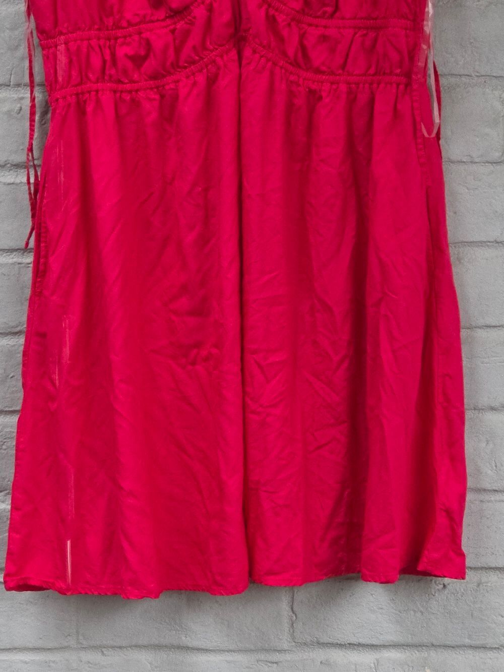 Time and Tru Hot Pink V-Neck Tie Shoulder Mini Dress Casual Cinch Waist XXL 20 - Picture 4 of 6
